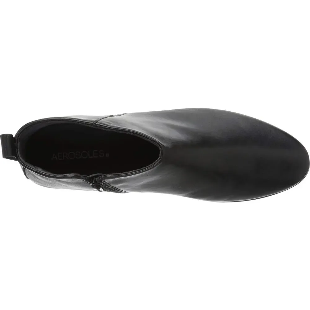AEROSOLES WOMENS STEP IT UP BOOT BLACK LEATHER 5.5 M US